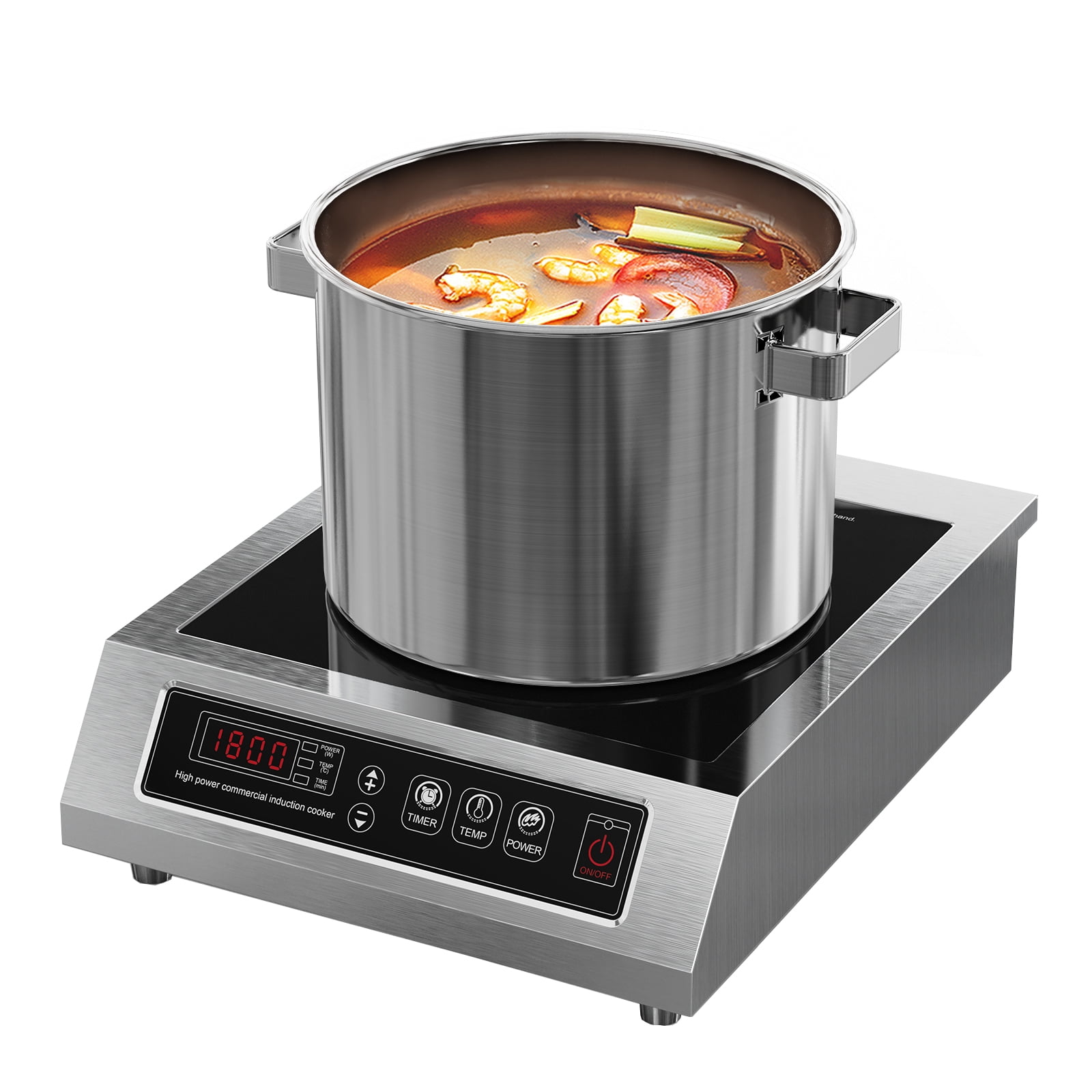 1800W 85V~120V Induction Cooktop Commercial Electric Stove Countertop Burners for Cooking Professional 18-hours Timer 16 Level Temp&Power Ctrl Chushifu
