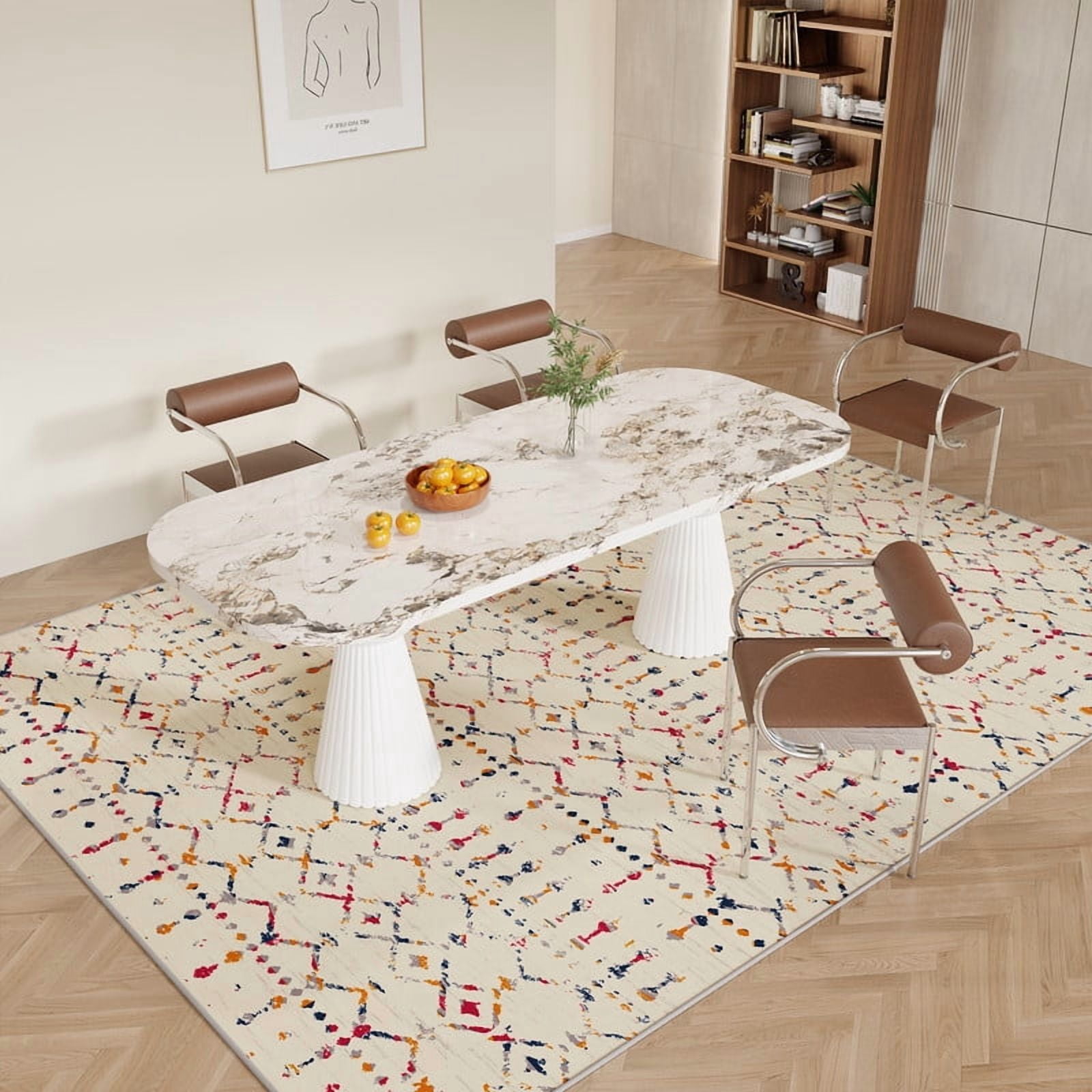 Cozydesg 8'x10' Area Rugs,Large Soft Bohemian Moroccan Area Rugs for Living Room Bedroom Dining Room Modern Decor Carpet,Washable,Colorful 1