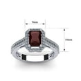 thumbnail image 5 of SuperJeweler 1 1/2 Carat Octagon Shape Garnet and Halo Diamond Ring In Sterling Silver For Women, 5 of 6