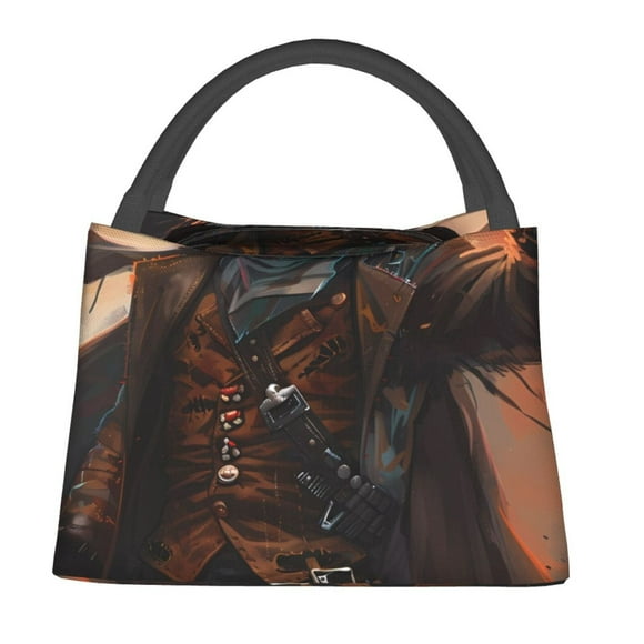 Fotbe Steampunk Cowboy Cat Bolsa Térmica Portátil con Estampado, Bolsa de Entrega de Alimentos Aislada, Bolsa Reutilizable de Gran Capacidad para Comidas y Supermercado