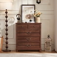 thumbnail image 5 of Joaxswe 5-Drawer Dresser, 35.2" Tall Black Dresser for Bedroom Storage, Hallway Chest with Large Drawers, 31.5" Wide Space Saving Furniture, Brown, 5 of 9