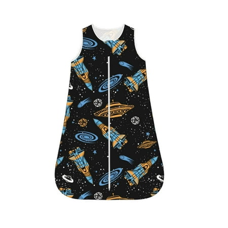 

Fotbe Space Rockets Pattern Sleep Sack - Baby Wearable Blanket with Zipper Extra Soft Cotton Sleeveless Sleeping Bag for Infants-Large