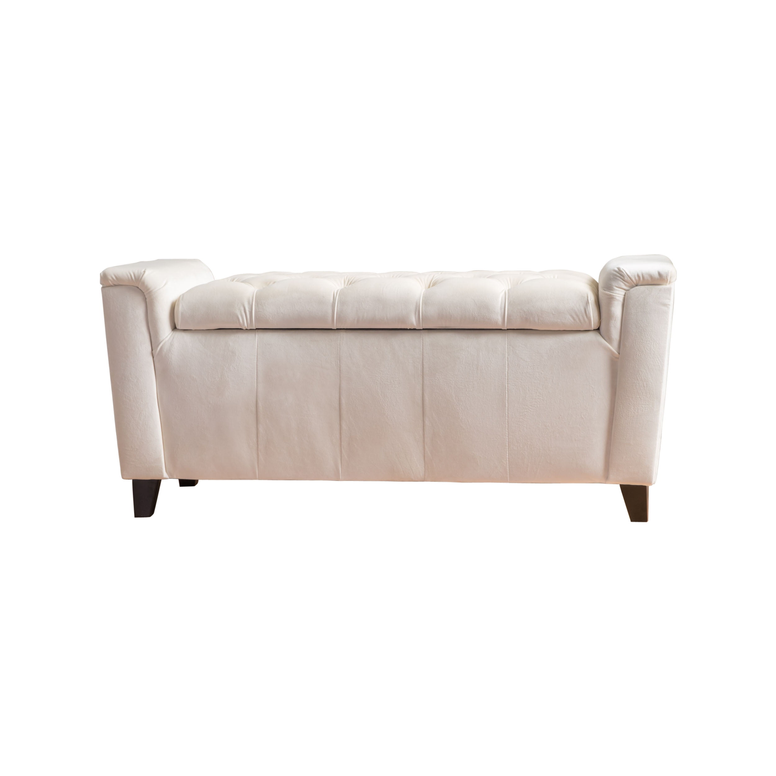 Adelia New Velvet Armed Storage Bench, ivory