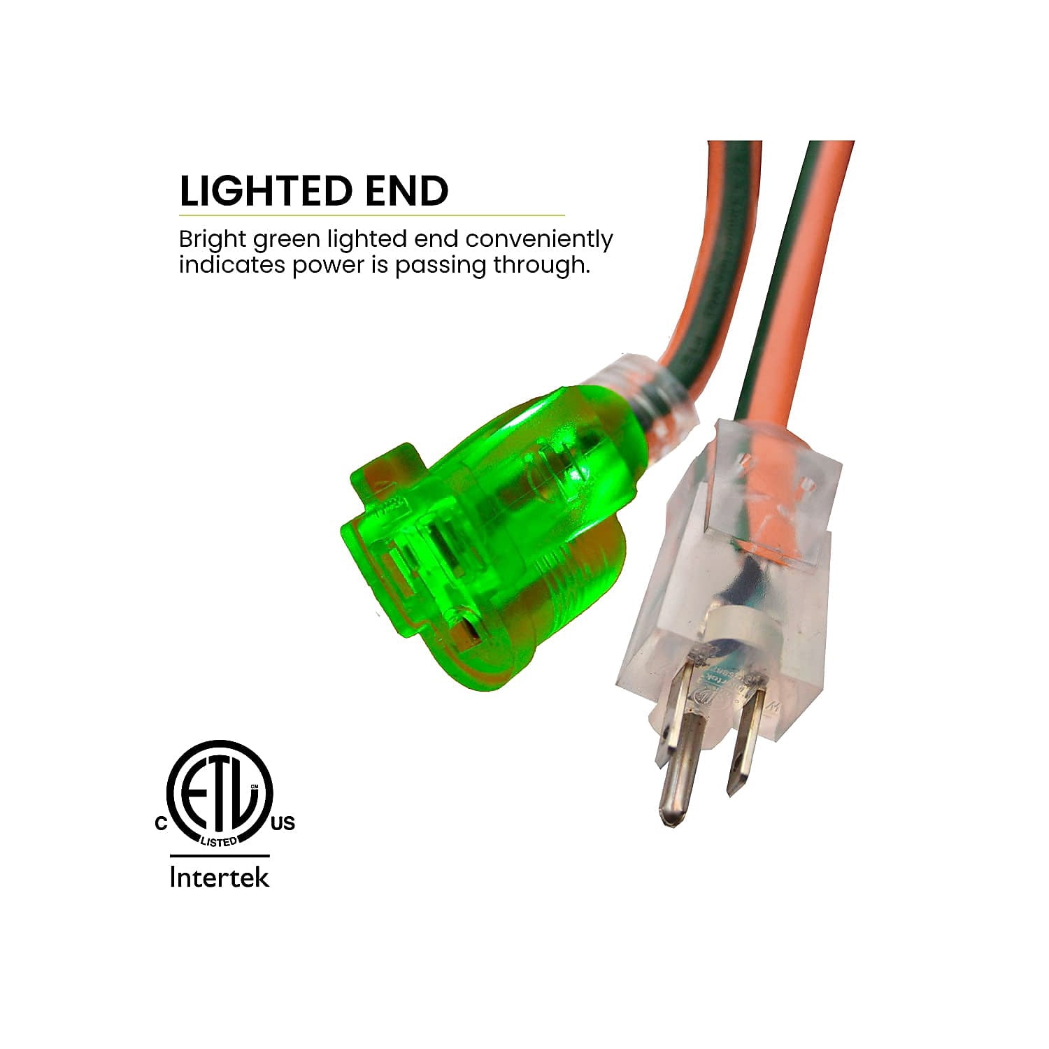 GoGreen Power 12/3 50' GG-14050 Heavy Duty Extension Cord, Lighted End