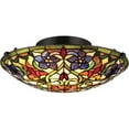 thumbnail image 5 of Floral 2-Light Large Tiffany Flush Mount Light in Vintage Bronze with Handcrafted Art Glass Shades 16.25 inches W X 5.5 inches H Bailey Street Home, 5 of 5