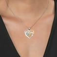 thumbnail image 3 of Gem Stone King Two Tone Swiss Blue Topaz White Moissanite Yellow Citrine `Forever in My Heart` Engraved Pendant Necklace for Women (1.43 cttw, Heart Shape 5MM, 18 inch Chain), 3 of 3