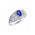 thumbnail image 3 of RYLOS Rings for Women 14K Gold Ring Filigree Heart Birthstone Ring 6X4MM Gemstone & Diamonds Blue Star Sapphire Jewelry for Women Size 10, 3 of 7