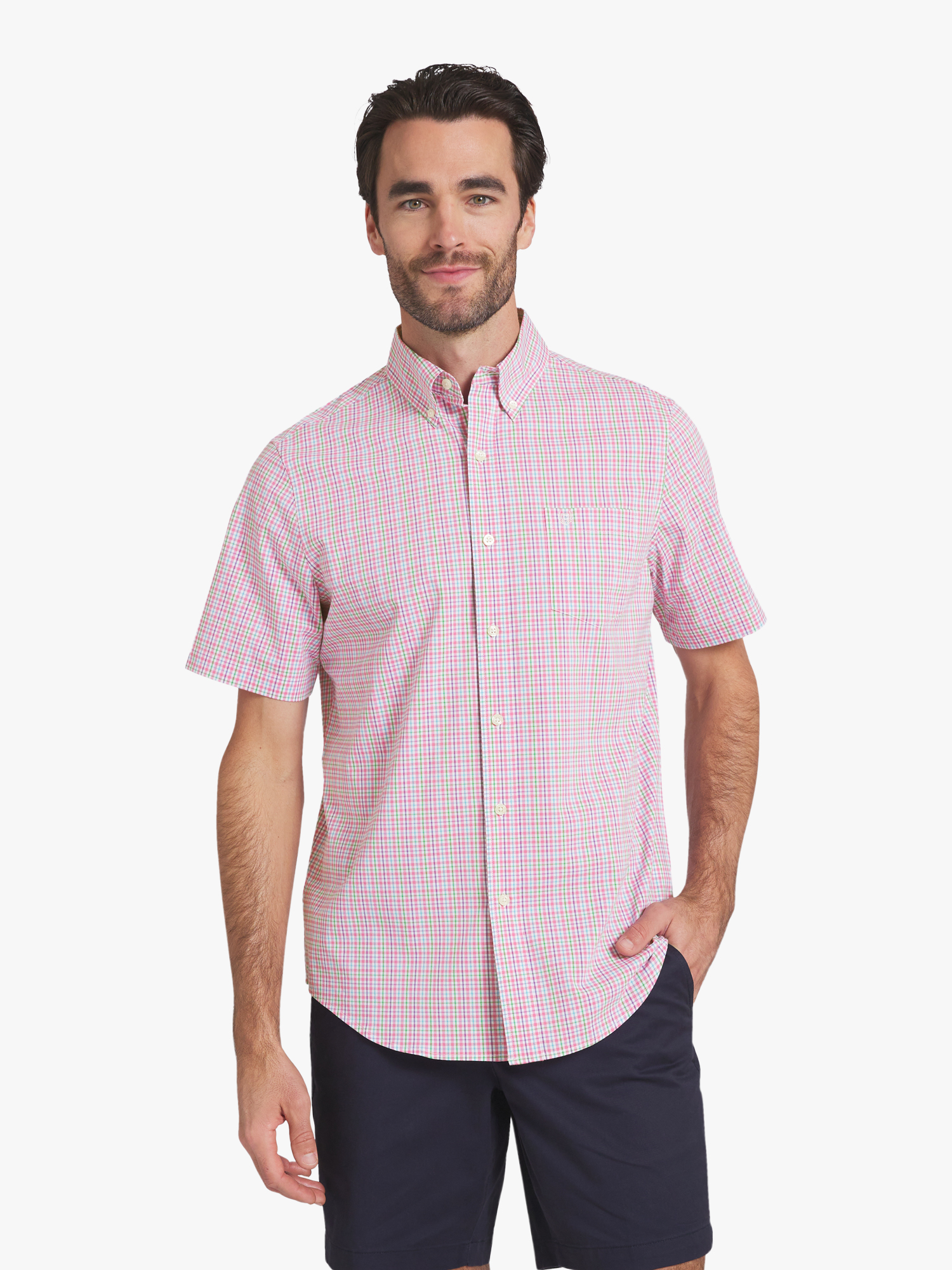 Chaps Men's & Big Men's Short Sleeve Easy Care Stretch Poplin Shirt, Sizes S-3XL