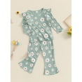 thumbnail image 3 of Nygoyerh Toddler Girls Fall Outfit 12M 18M 24M 3T 4T 5T Ruffle Long Sleeve Floral Print Tops + Flare Pants 2PCS Sets Baby Clothing, 3 of 7