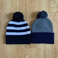 thumbnail image 4 of COUVER Striped Knit Warm Beanie with or without Pom Pom Winter Hats (Black / White), 4 of 8