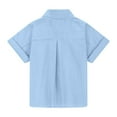 thumbnail image 6 of XADYUY Girls Button Down Shirts Short Sleeve Collared Girls Dress Shirts Summer Casual Linen Girls Spring Tops,Sky Blue,3-4Years, 6 of 6