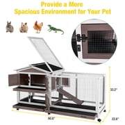 AIVITUVIN Rabbit Cage,Indoor Rabbit Hutch with Matel Frame and Pull Out Tray,Bunny Hutch Chicken Coop with Run