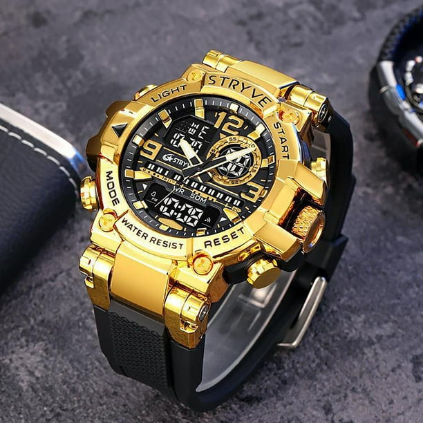 Reloj deportivo luminoso electrónico, reloj a prueba de agua con luz de noche deportiva, reloj deportivo multifuncional de moda negro