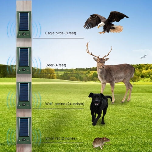 Ultrasonic Solar Cat Dog Repellent Fox Pest Scarer Deterrent Repeller Garden