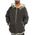 thumbnail image 1 of LOVZFMLL Jackets for Men Stylish Solid Zipper Hooded Thickened Punk Motorcycle Leather Jacket, 1 of 8