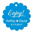 thumbnail image 1 of 100 PCS Enjoy! Customized Scallop Edges Hang Tags Personalized Wedding Favor Gift Paper Tags, 1 of 1