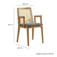 thumbnail image 4 of Side Dining Chair Armchair, Gray, Fabric, Wood, Rattan, Bar Pub Cafe Bistro Dining Kitchen Hospitality Restaurant, Modern Contemporary, HB37088, 4 of 9