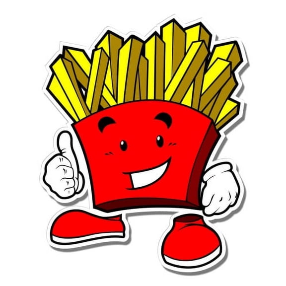 French Fries Cartoon - 3" Vinyl Sticker - For Car Laptop I-Pad Phone Helmet Hard Hat - Waterproof Decal