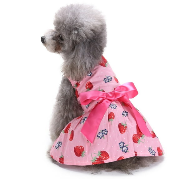 CHBORLESS Small Dog Dresses Puppy Skirt Summer Pet Clothes Dog Strawberry Dress (Small, Pink)