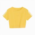 thumbnail image 4 of kpoplk Toddler Girl Clothes Summer Outfit Set Ruffle Sleeve Top and Shorts Soft Stretchy 2 Piece 12M-4T(Yellow,9-10 Y), 4 of 6