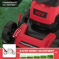 thumbnail image 6 of Electric Lawn Mower, PowerSmart 40V 17'' Push Lawn Mower, 3-in-1 Cordless Lawn Mower Battery Powered, Walk-Behind Lawn Mower with Charger, 5 Height Adjustable, Foldable for Small Space, RD, 6 of 8