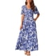 thumbnail image 2 of Vestido Maxi de Mujer Inspire Chic con Escote en V, Mangas de Volante, Capa de Volantes, Casual, Largo, Color Azul Marino, Talla M, 2 of 5