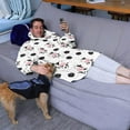 thumbnail image 3 of Wearable Oversized Blanket,White Cow Cloud Pattern Wearable Blanket Hoodie for Adults,Cozy Hooded Blankets with Super Pockets,Super Warm Fuzzy Pullover for Women & Men, 3 of 6
