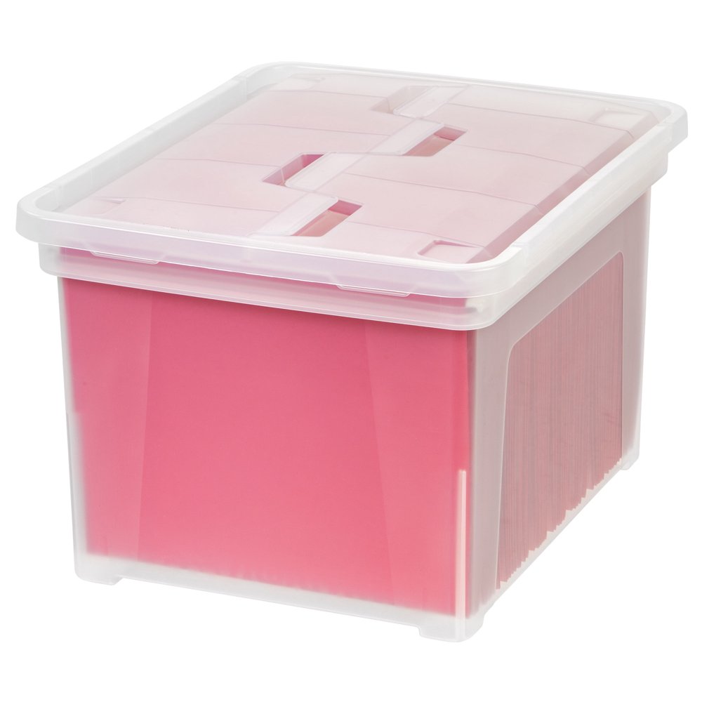 IRIS USA Wing Lid Plastic Storage File Box, Letter and Legal Size