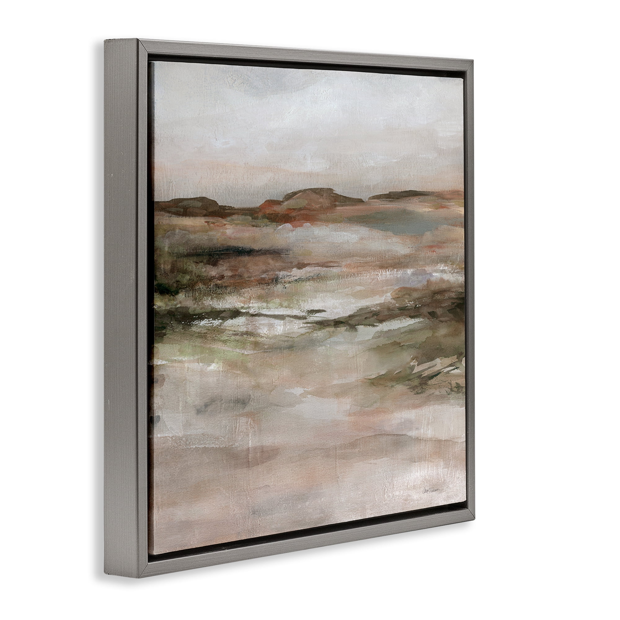 Stupell Industries Rugged Dunes Landscape Abstract Painting Gray Floater Framed Canvas Art Print Wall Art, 25 x 25