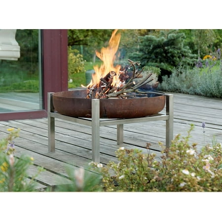 Curonian Parnidis Fire Pit Tall Combination of Rusting and Stainless
