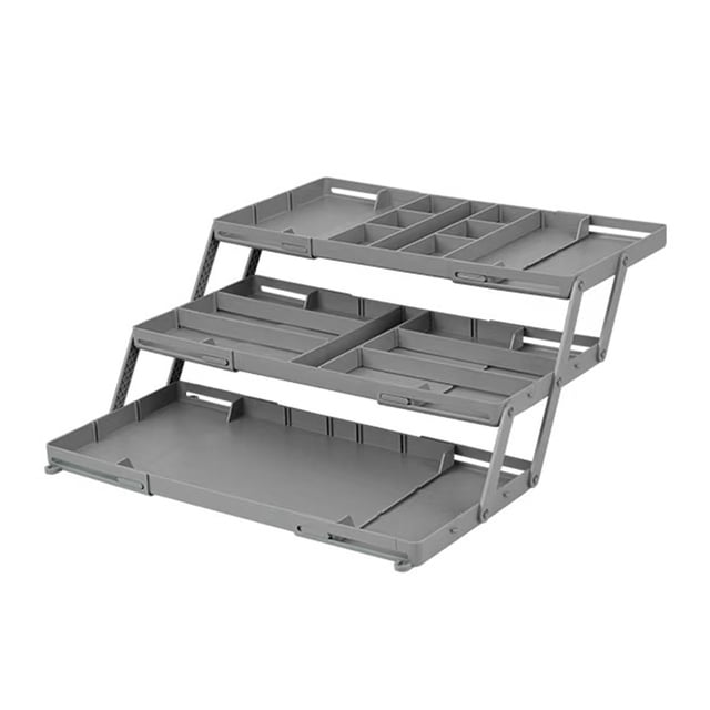 TIELUTT Three Layer Foldable Drawer Organizer Expandable Table Organizer Corner Strainer Drying Rack inside Water Bottle Rack Drying Dish Rack for Counter Big Corner Strainers for Kitchen