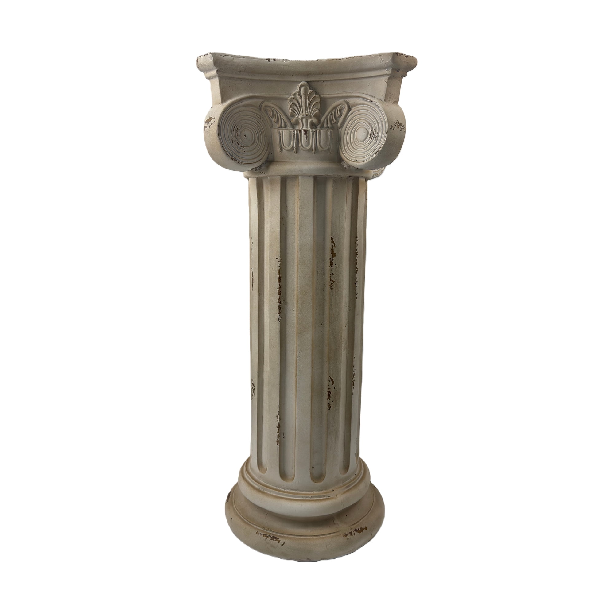 28.93'' Roman Column Pedestal Plant Stand with Base, Greek Style Pillar Sculpture Magnesium Oxide Decorative Stand for Indoor Outdoor Garden Patio Wedding Party Display,Antique White