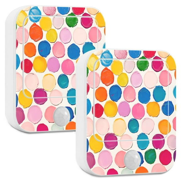 Yayeee 2-Pack Plug in LED Night Lights with Light Sensors Motion Detectors, Watercolor Circles
