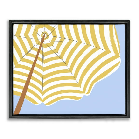 Stupell Industries Yellow & White Umbrella Coastal Painting Black Floater Framed Canvas Art Print Wall Art, 21 x 17
