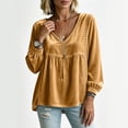 thumbnail image 5 of Xdegoge Women's Long Sleeve V Neck Tops Velvet Blouses Lace Trim Peplum Babydoll Shirts Casual Fall Tunic Tops for Women, 5 of 7