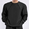 thumbnail image 3 of Blusas y camisas de manga larga con cuello redondo para hombre, sudadera con capucha de manga larga con cuello redondo y abertura de color liso para hombre, abrigo de poliéster para hombre, 3 of 3