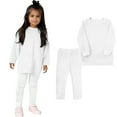 thumbnail image 2 of Kaemgyyd 1-7 Years Toddler Baby Girl Fall Clothes Casual Fleece Long Sleeve Pullover and Warm Leggings Solid Winter 2 Piece Set, 2 of 6