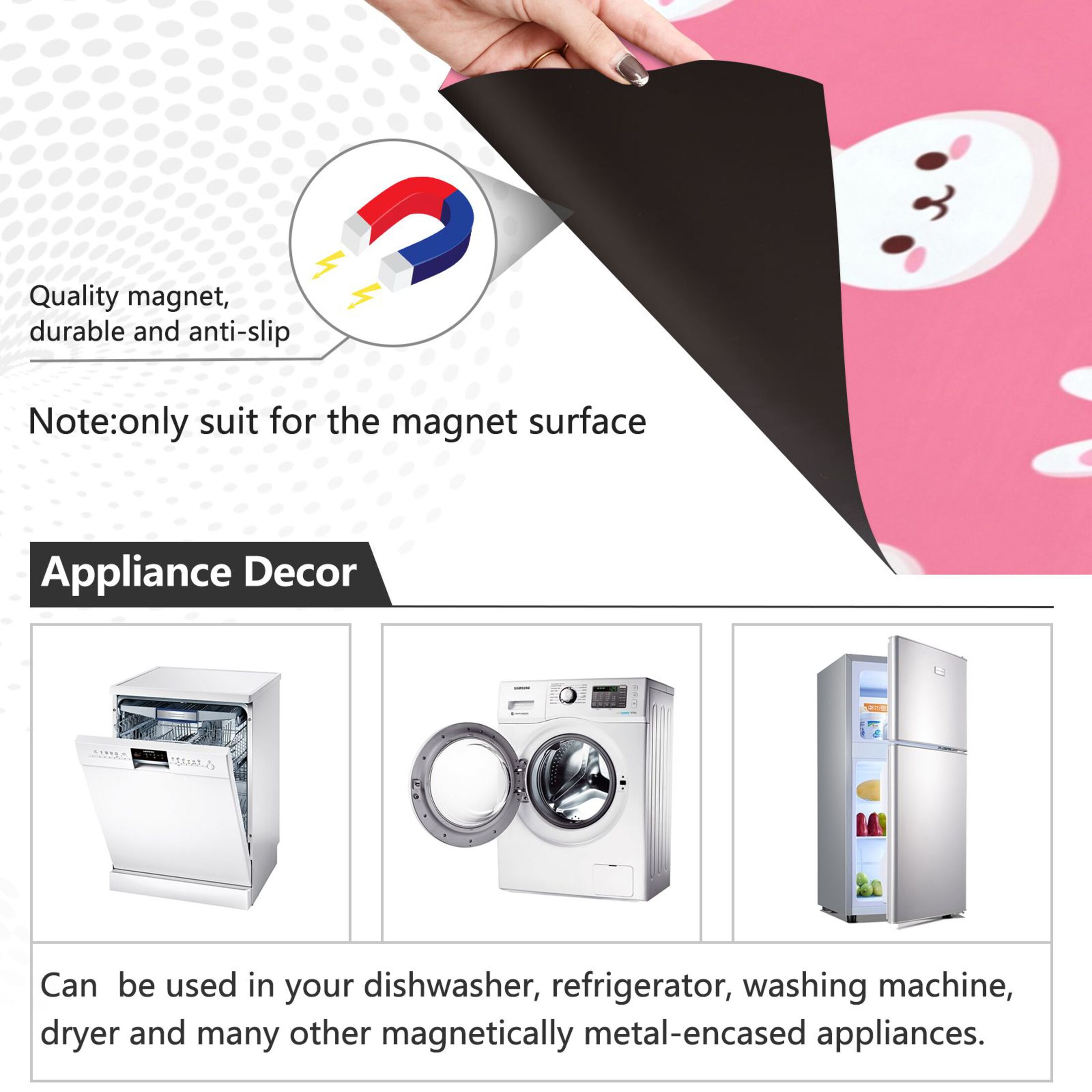 Dishwasher Sticker Magnetic Dishwasher Sticker Magnetic Decorative Sticker Refrigerator Sticker Dishwasher Decorative Stickers Cute White Rabbits