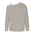 thumbnail image 4 of AXXD Basic Summer Shirts for Women 2024 Trendy Casual Solid One Shoulder Pullover Long Sleeve Top, 4 of 5