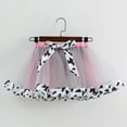 thumbnail image 4 of FINALGANG Girls Kids Crew Neck Short Sleeve Happy Birthday Cow Print T Shirt Cow Print Trim Tulle Tutu Skirt Set For Birthday Party Daily Wear Stylish Outfit, 4 of 4