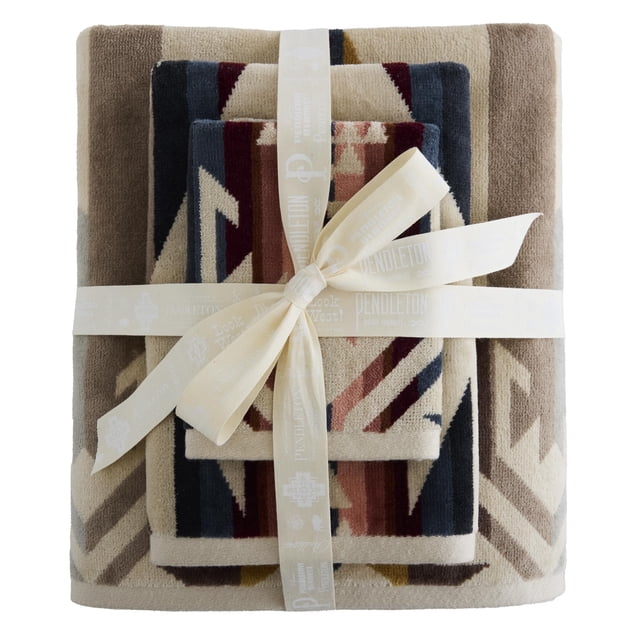 Pendleton Ensemble de 3 Serviettes de Bain - Serviette de Bain, Serviette à Main et Débarbouillette, Serviettes de Douche 100 % Coton, Douces et Très Absorbantes, Séchage Rapide, Résistant à la Décoloration