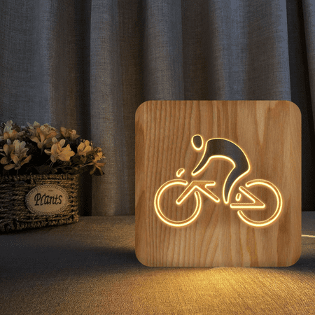 

Riding A Bicycle LED Night Light Wooden 3D Light Creative Bedroom Bedside USB Decorative Decoration Atmosphere Light Desk Light
