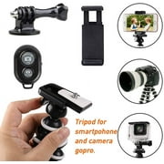 Qishi Portable Phone Tripod Stand with Wireless Remote - Flexible Compatible with iPhone, Samsung, Android & GoPro-Black