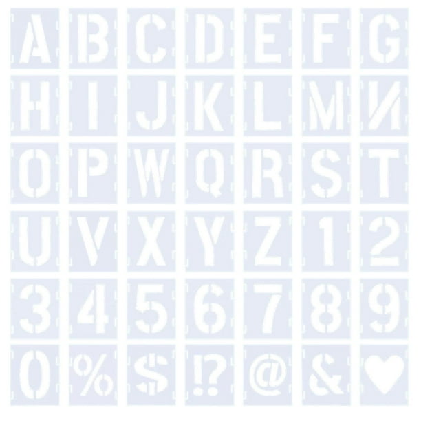 Juego de plantillas de letras y números para manualidades, 42 piezas reutilizables para pintar en tela y madera
