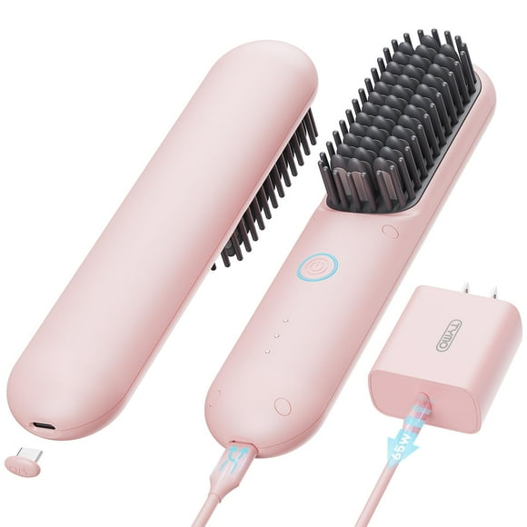 TYMO Cordless Hair Straightener Brush - Porta PRO Portable Straightening Brush for Travel, Mini Ionic Hot Comb Straightener for Women, Lightweight on-The-go, Cordless an