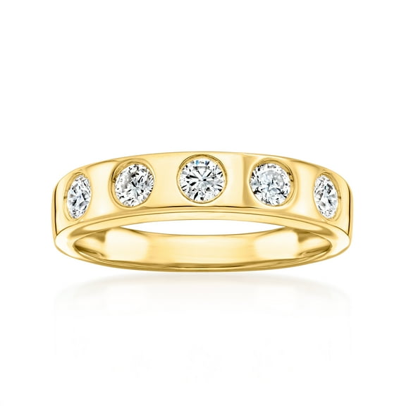 Ross-Simons 0.50 ct. t.w. Lab-Grown Diamond 5-Stone Ring in 18kt Gold Over Sterling, Women's, Adult