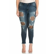 Cello Juniors' Plus Size Mid-Rise Destructed Cropped Skinny Jean