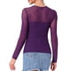thumbnail image 3 of INSPIRAR CHIC Blusa de Mujer de Manga Larga de Malla Transparente Cuello Redondo Doble Capa para Fiesta Club Tops Transparentes M Morado Oscuro, 3 of 6