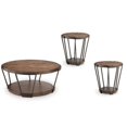 thumbnail image 1 of Ensemble de Table Basse Industrielle 3 Pcs et Table d'Appoint en Bourbon et Fer, 1 of 5