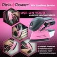 thumbnail image 5 of Pink Power Detail Sander for Woodworking 20V Cordless Electric Hand Sander for Wood Furniture - Mini Palm Sander Tool with Sandpaper, Li-Ion Battery & Charger - Small Handheld Sanding Machine, 5 of 8